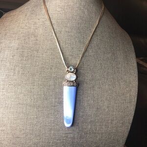 Silver and Blue Pendant Necklace